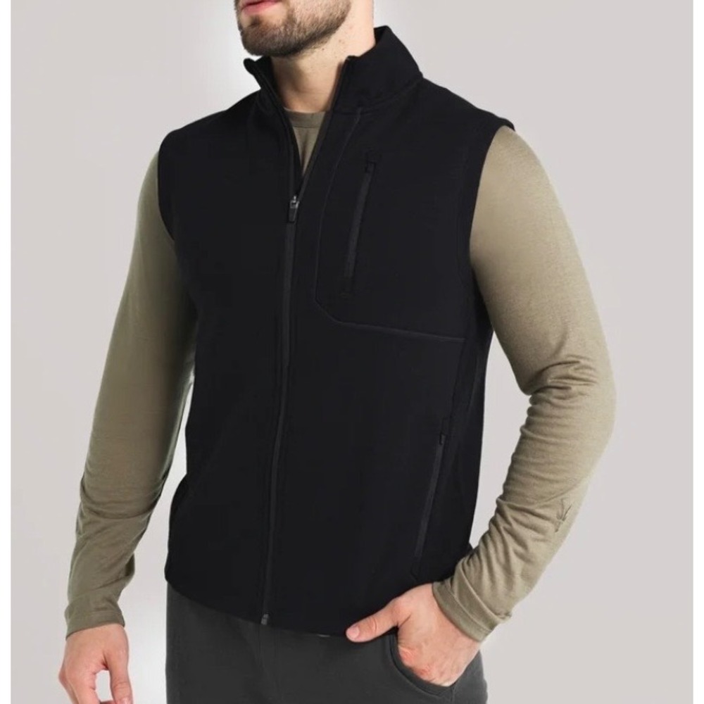 Ibex Mens Shak Vest Black Large L Merino Wool Full Zip Outdoor Performance